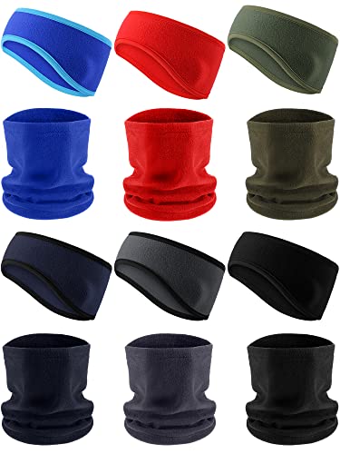 Juego de 12 diademas de forro polar para niños, polainas de cuello de forro polar, calentador de cuello, calentador de cuello, diadema de ciclismo, bufanda de cuello para clima frío, para correr,