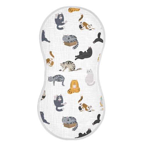 vvfelixl Baby Burp Cloths Cartoon Cat Baby Newborn Cotton Burping Cloths Set Baby Washcloths 4 Pack