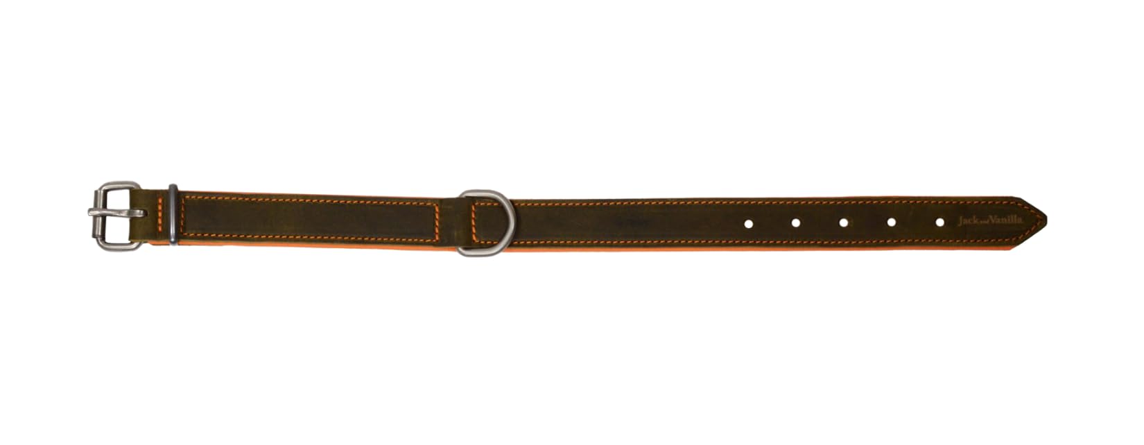 Collier en cuir Jack and Vanilla Modena vert olive pour chien réglable 30mm x 55cm