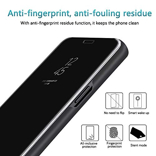 Aicase Galaxy S8 Plus Case, Luxury Translucent View Window Front Cover Mirror Screen Flip Smart Electroplate Plating Stand Full Body Protective Case For Samsung Galaxy S8 Plus(Black) #TOP3