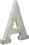 Adeco Wooden Hanging Wall Letters "A" - White Decorative Wall Letter of Living Room, Baby Name and B