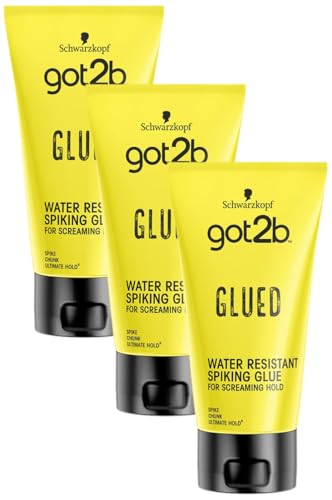 Schwarzkopf got2b Glued Spiking Glue Hair Gel, Water Resistant, Strong Hold for Up to 72 Hours, 150 ml,package may vary (Pack of 3)