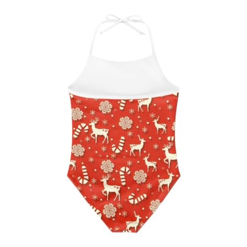 Image of Christmas Girls One-Piece Swimsuits Beach Halter Swimwear Bathing Suit for 3-10 Years