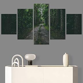 SIGNWIN 5 Panel Canvas Wall Art Rustic Woods...
