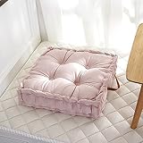Tekaopuer Coussin de méditation épais et doux pour yoga, méditation, tatami, coussin de sol, coussin de chaise carré épais pour salon, balcon (rose clair, 42 x 42 cm)