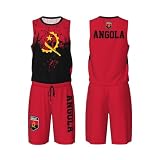 XingFox Angola Flaggenmuster (1) Basketballtrikot-Uniformanzug für Herren, Trainings- und Sportset, bestehend aus einem Mesh-Tanktop und Shorts