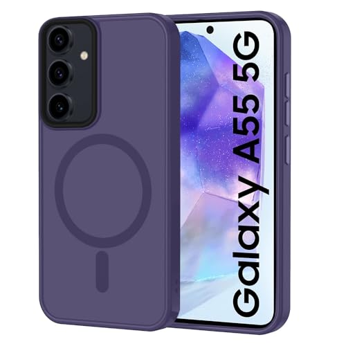 Image of SIZUKA Samsung A55 Magsafe Hard Back Case | Matte Design & 360 Protection | Military-Grade Samsung A55 Cover | Strong Magnet Back - Purple