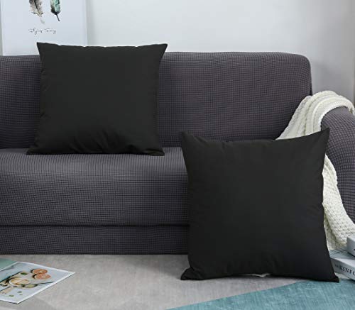 TangDepot Handmade Decorative Solid 100% Cotton Canvas Throw Pillow Covers/Cushion Covers, 45 Colors Available - (16"x16" 2 Pieces, Charcoal Gray), 2 Count (Pack of 1)