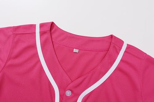 PRIMITAS Camiseta juvenil de beisebol simples de botão, uniforme de equipe de softball, hip hop hips