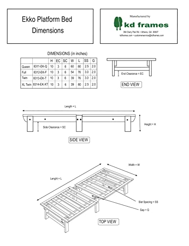 Queen Size Ekko Platform Bed - Hardwood Frame #TOP3