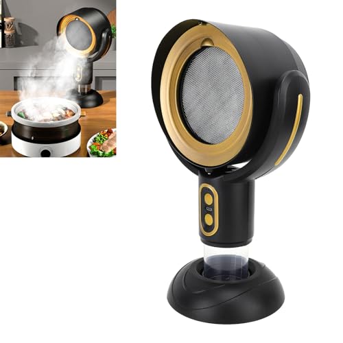 Portable Range Hood, Mini Desktop Range Hoods with 2 Speed, Removable Filte, USB Kitchen Exhaust Fan Hood Vent Mini Range Hood for BBQ Cooking Hot Pot RV (Black and Gold)