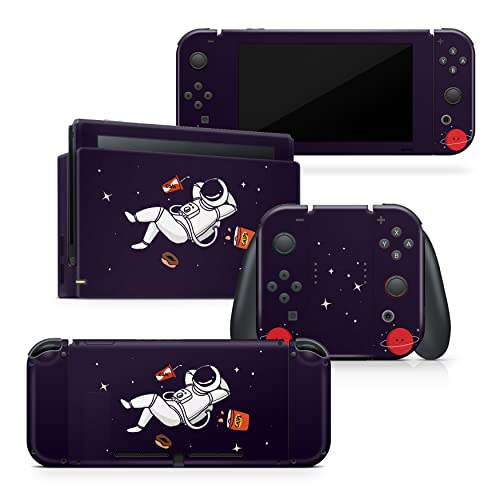 TACKY DESIGN Funda de astronauta compatible con la piel de Nintendo Switch, lindas calcomanías de vinilo morado de 3 m, cubierta completa