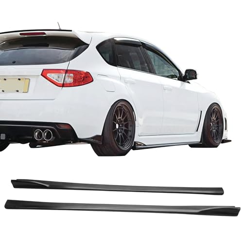 Side Skirts Compatible With 2008-2014 Subaru Impreza WRX STI, Black PU Sideskirt Rocker Moulding Air Dam Chin Diffuser Bumper Lip Splitter by IKON MOTORSPORTS, 2009 2010 2011 2012 2013