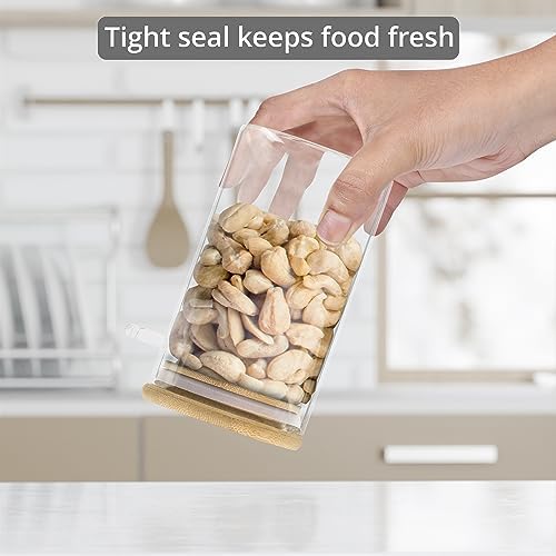 Winter Shore Glass Jars with Lids and Spoons [3 Pack] - Reusable Airtight Food Storage Containers with Spoon Holder for Coffee Station, Sugar Jar, Spice Storage, Candy Organiser - 500ml (17 fl. oz)