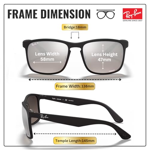 Image of Ray-Ban RB4264 CHROMANCE POLARIZED Square Shape Sunglasses for Men with Official Eyewear Kit