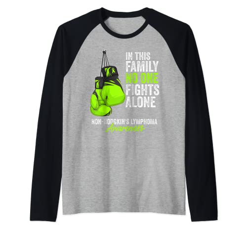 Cinta verde lima para concienciación sobre el linfoma no Hodgkin Camiseta Manga Raglan