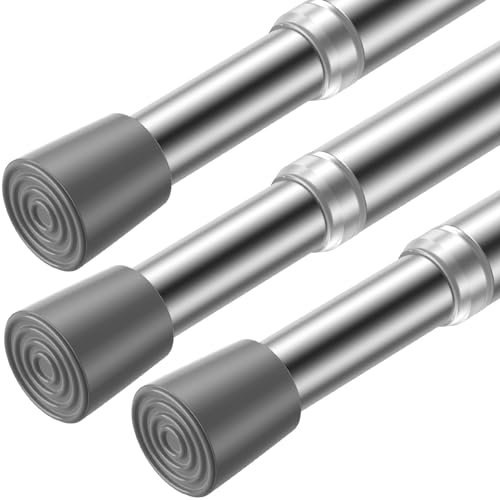 Image of AIZESI Sliver Spring Tension Rods Adjustable 26 to 39 Tension Curtain Rod Small Tension Rod No Drilling Expandable Spring Loaded Curtain Tension Rod,Suitable for Doors and Windows 26 to 36 inch (3Pcs)