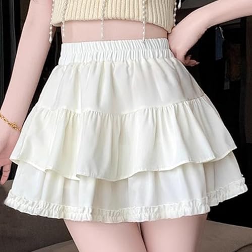 Women's Pleated Ruffle Mini Skirt High Waist Double Layered Flared Flowy Tiered Short Skirt Casual Trendy Skirts3