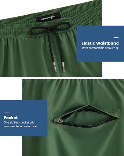 Image of maamgic Mens 5 Inch Stretch Swimming Shorts Compression Liner Swim Trunks Swimwear Bathing Suits Beach Wear Swim Suits
