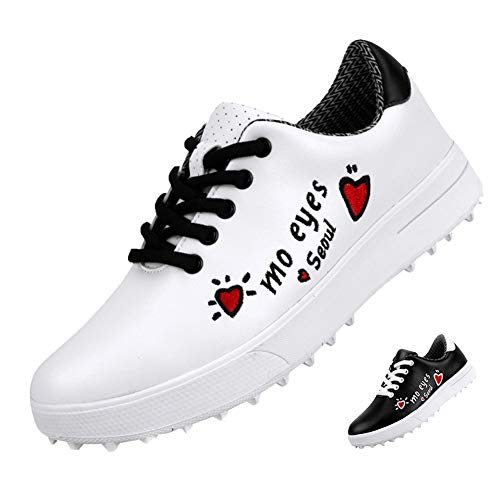 GRASSAIR Chaussures de Golf pour Enfants, Chaussures de Sport Respirantes et imperméables, Baskets antidérapantes imprimées et résistantes à l'usure pour garçons et Filles,Blanc,33 Cover