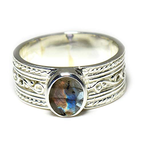 Image of 55Carat Choose Your Color Genuine Gemstone Sterling Silver Ring Band Vintage Handmade Jewelry Sizes 5-12