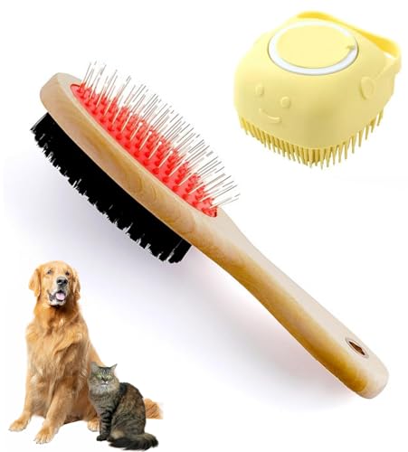 Cepillo para Perros, Cepillo Perro, Piene para Gatos, Desenredante, Deslanador Perro Pelo Largo, Pelo Corto, Cepillos Para Gatos, Cepillos para Mascotas. Incluye Cepillo Baño, water brush, (Grande)