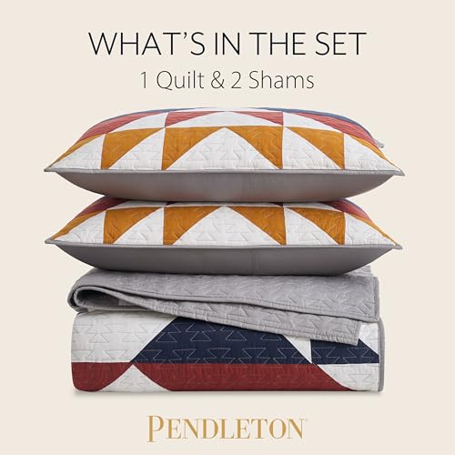 Parure de lit en coton doux Pendleton Explorer couvre-lit gris