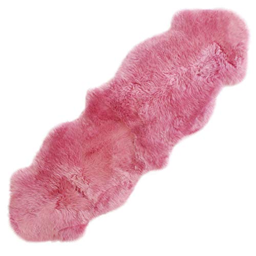 ムートンラグ 天然 オーストラリア産 長毛 2匹物 ラグ ピンク 60×180cm 洗える 日本製 NF002PK