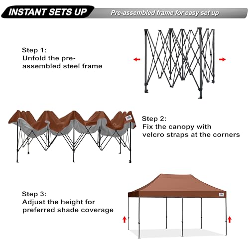 Image of ABCCANOPY Patio Pop Up Canopy Tent 10x20 Commercial-Series(Brown)