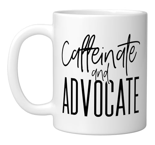 Funny Caffeinate and Advocate - best gift idea for SPED Ceramic Mug, White