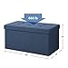 SONGMICS MAZIE Collection - 30 Inches Folding Storage Ottoman Bench, Ottoman Foot Rest, End of Bed Bench, Storage Chest, Load 660 lb, for Living Room, Bedroom, Entryway, Midnight Blue ULSF47IN