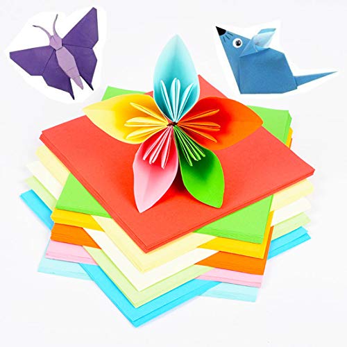 JK Home Origami - Juego de 100 hojas de papel colorido de doble cara para niños, bricolaje, ocio, creativo, 10 x 10 cm, 10 colores Cover