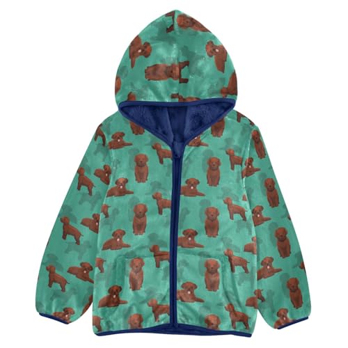 Dog Lagotto Romagnolo Toddler Fleece Jacket Baby Boys Hooded Zipper Long Sleeve Thick Warm Outerwear 3-10 Years