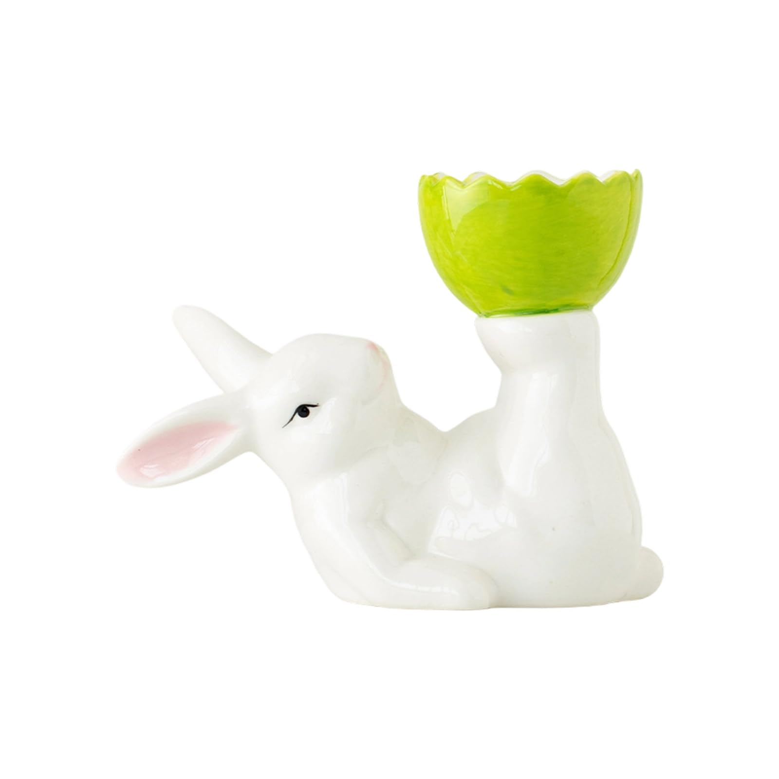 Osniyaw Green Elegant Ceramic Egg Tray With Rabbit Motif, Perfect For Spring Festival Celebration Decoration, Ceramic Tray, Rabbit Theme Stand