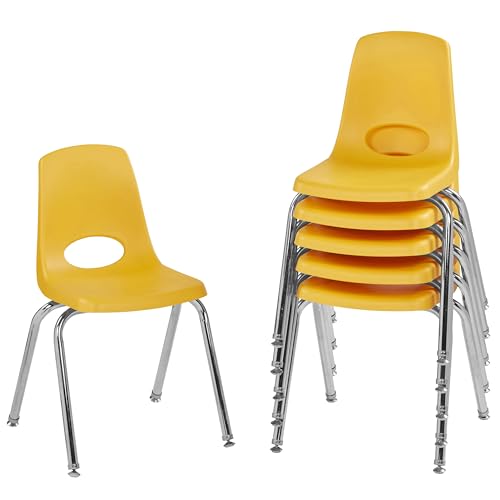 FDP 16" School Stack Chair with Swivel Glides, Yellow, 6-Pack, 10368-YE by Factory Direct Partners - Used condition - US$111.03