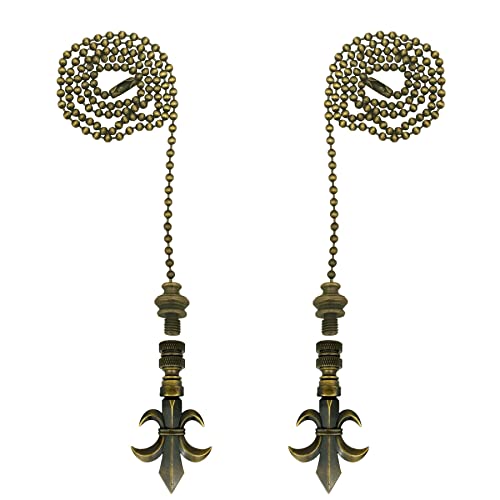 Image of Royal Designs, Inc. Fleur De Lis Finial with Fan Pull Chain, Antique Brass - Pack of 2