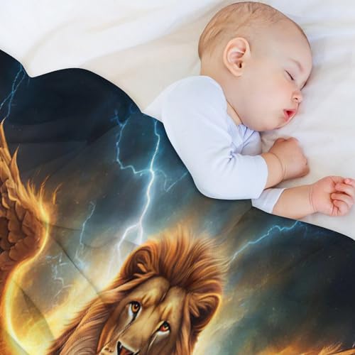 Manta de cama de franela para ver televisión en el sofá con diseño de león 4