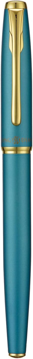 HONG DIAN 519 Fountain Pen Extra Fine Hooded Nib, Cyan & Classic Retro Design Metal Pen with Ink Converter