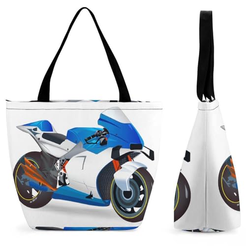 Sac à bandoulière pour femme Moto Bleue grand sac de shopping et de voyage