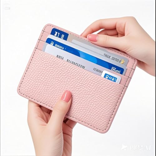 Slim Wallet, Minimalist Thin Front Pocket Leather Credit Card Holder Slim Minimalist Wallet for Men & Women (Pink)3