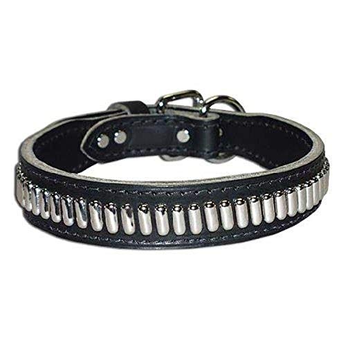 Collar de perro Omnipet rectangular studded latigo cuero resistente para razas grandes 2