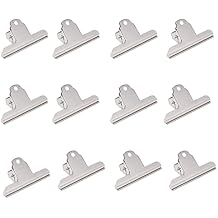 COMOK 12Pcs 2 inch Wide Bulldog Clip, Silver Stainless Steel File Money Binder Clips Clamps/Metal Food Bag Paper Clips for Drawing Board, Painting, Pictures, Photos and Home Kitchen Office Supplies