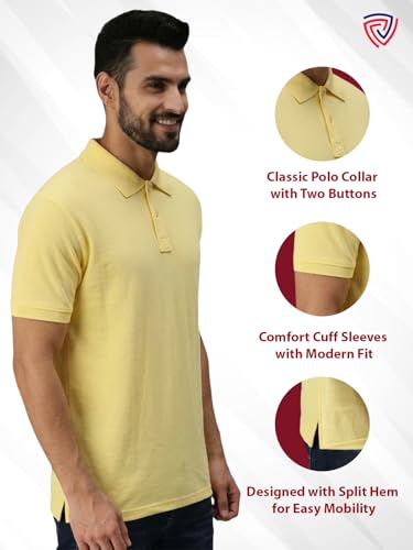Image of Lux Cozi Men's Cotton Solid Polo Tshirt | Collar Tshirts | Half Sleeves | Stylish & Premium All Day Wear | Pack of 1