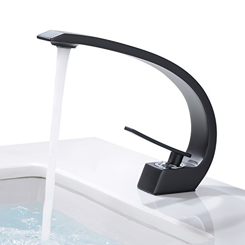 Preisvergleich Produktbild BONADE Waschtischarmatur Wasserhahn Schwarz Bad Armatur Einhebelmischer Mischbatterie Waschbeckenarmatur für Badezimmer Waschbecken (ohne Zugstangen-Ablaufgarnitur)