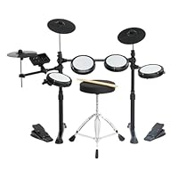 Glarry Electronic Drum Kit for Beginner, Drum Set with 4 Quiet Mesh Pads, Headphones, Stool, 150 Sounds, Electric Drum Kit for Kids Adult, Adjustable Height