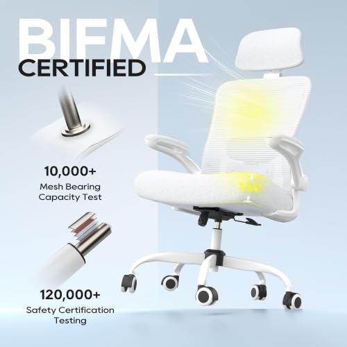 Image of Ergonomic Office Chair for Long Hours, Padded Lumbar Support for Lower Back Relief, 330 lb Capacity, Comfortable Computer Desk Chair for Home Office, Work & Study