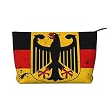 KINGUYSE Germany Coat of Arms German Flag Cosmetic Bags Women Makeup Bag Travel Storage Pouch Corduroy Purse Portable Toiletry Bag Large Capacity Organizer for Bride Bridesmaid Gifts