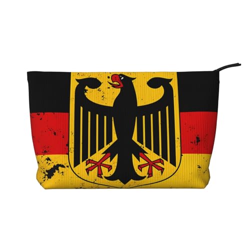 KINGUYSE Germany Coat of Arms German Flag Cosmetic Bags Women Makeup Bag Travel Storage Pouch Corduroy Purse Portable Toiletry Bag Large Capacity Organizer for Bride Bridesmaid Gifts