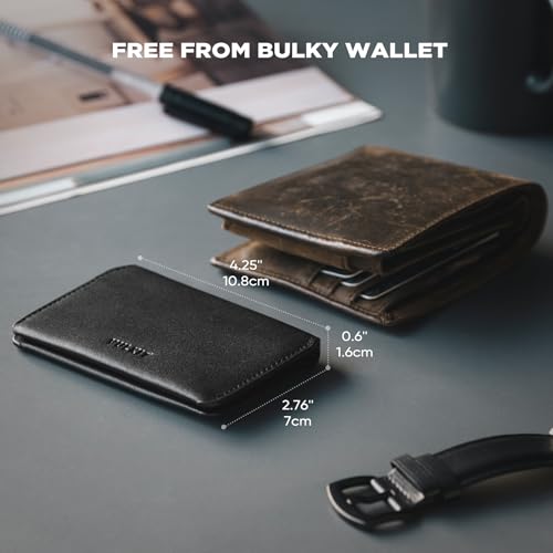 Image of VULKIT Slim Minimalist Card Holder RFID Blocking Leather Credit Card Holder Front Pocket Wallet Magnetic Closure
