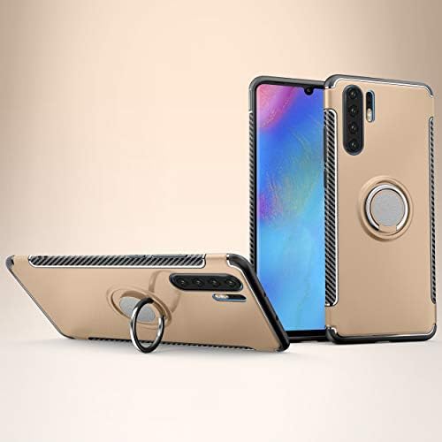 Labanema Case for Huawei P30 Pro, Hybrid Dual Layer [Anti-Scratch] [Shock Absorption] 360°Rotation Ring Holder Kickstand Armor Slim Protective Cover Case for Huawei P30 Pro / P30 Plus - Gold